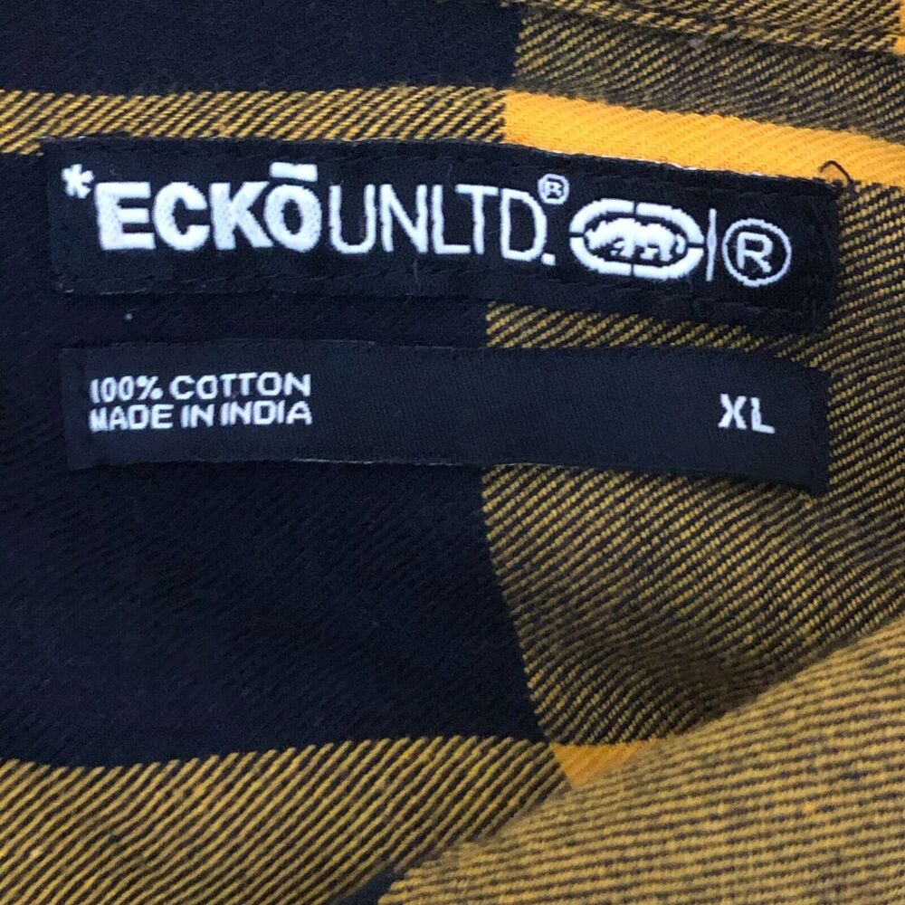 Ecko United Button Down Shirt Mens Yellow And Blue XL - Picture 3 of 6